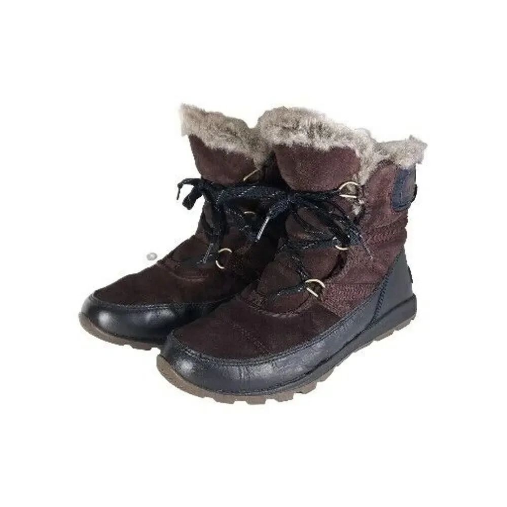 Sorel Women's TIVOLI US 9 Cattail Brown Lined Faux Fur Lace Up Snow Boots